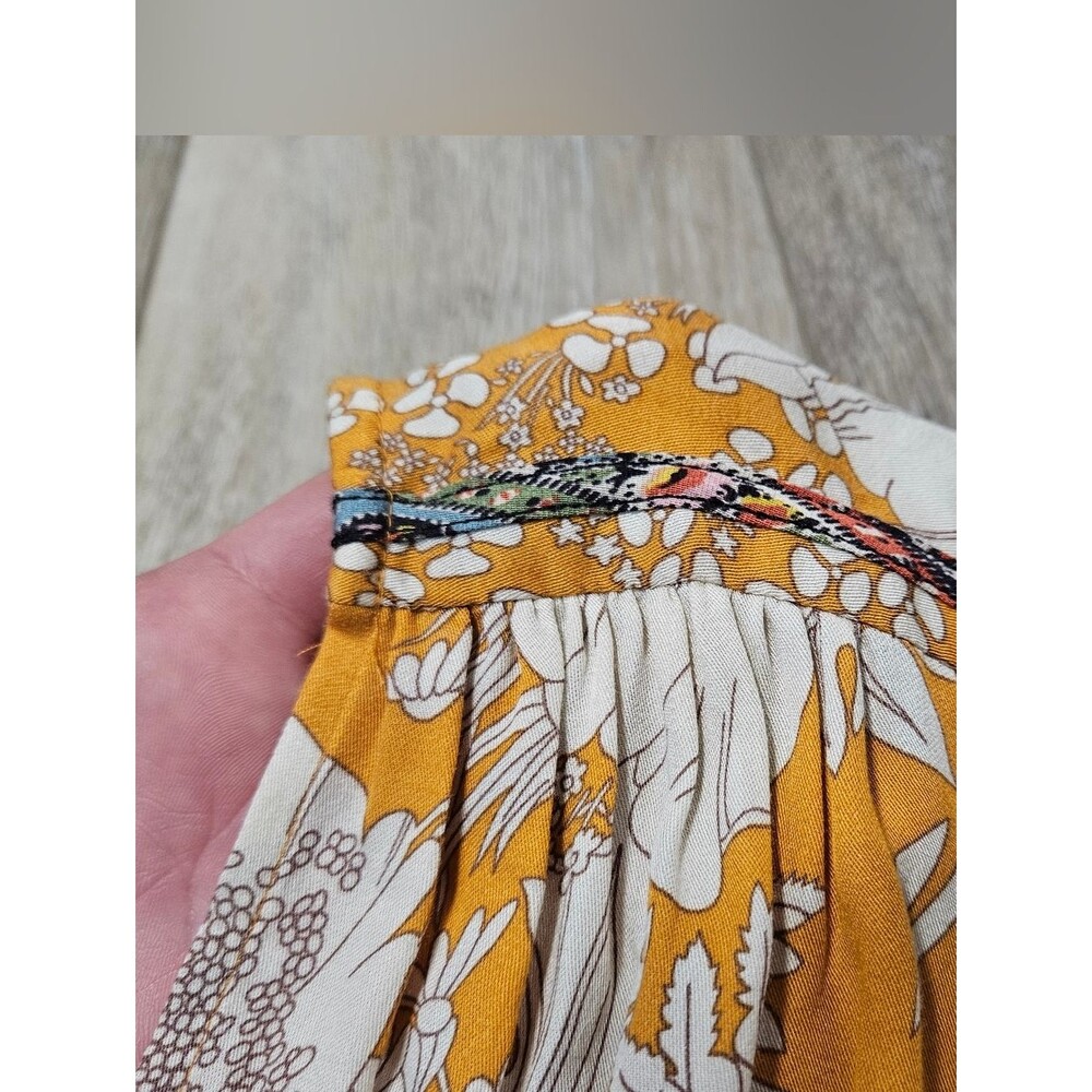 Anthropologie Tiny Floral Surplice V Neck Blouse Top Yellow Gold Women's Small - Picture 7 of 11